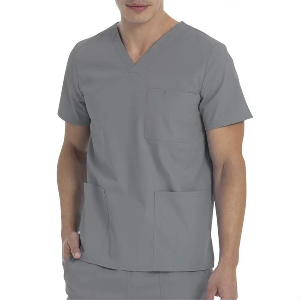 Scrubstar 
Unisex Solid V-neck Scrub Top “Gray”